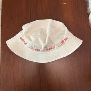 Adidas Women’s White and Pink Bucket Hat